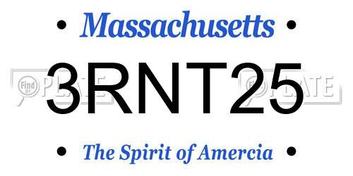 3RNT25 Massachusetts License Plate