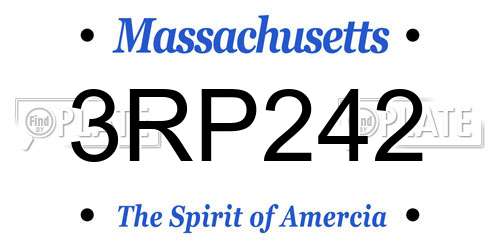 3RP242 Massachusetts License Plate