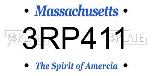 3RP411 Massachusetts License Plate