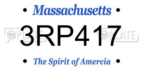 3RP417 Massachusetts License Plate
