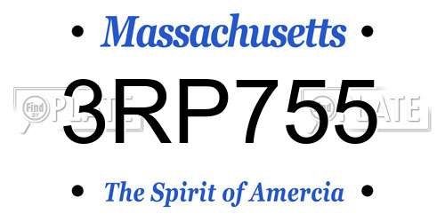 3RP755 Massachusetts License Plate