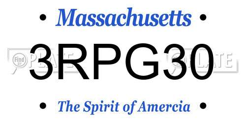 3RPG30 Massachusetts License Plate