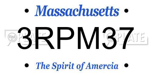 3RPM37 Massachusetts License Plate