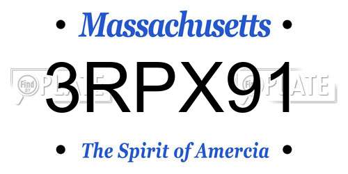 3RPX91 Massachusetts License Plate