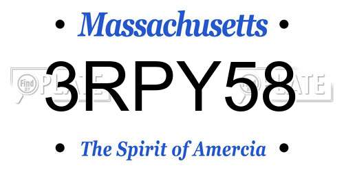 3RPY58 Massachusetts License Plate