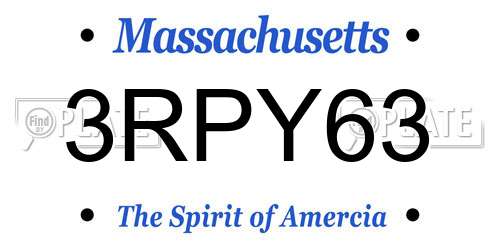 3RPY63 Massachusetts License Plate