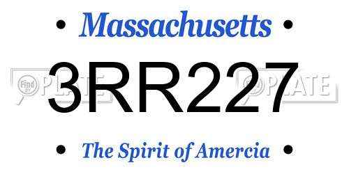 3RR227 Massachusetts License Plate