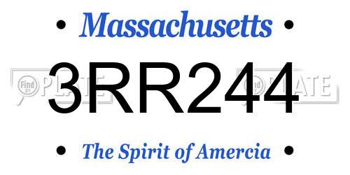 3RR244 Massachusetts License Plate