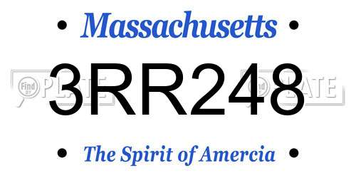 3RR248 Massachusetts License Plate