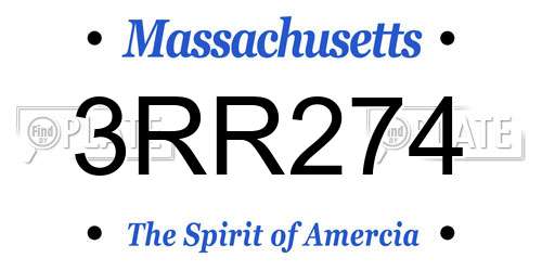 3RR274 Massachusetts License Plate