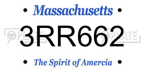 3RR662 Massachusetts License Plate