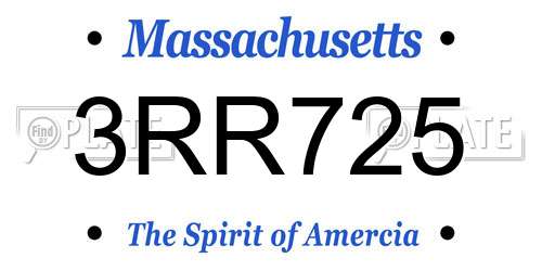3RR725 Massachusetts License Plate