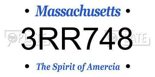 3RR748 Massachusetts License Plate