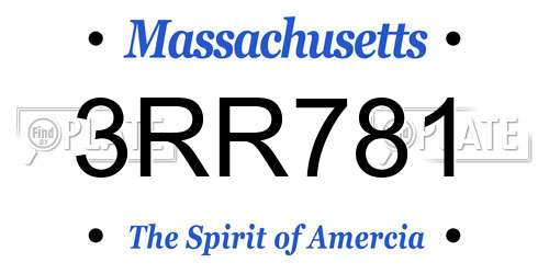 3RR781 Massachusetts License Plate