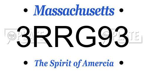 3RRG93 Massachusetts License Plate