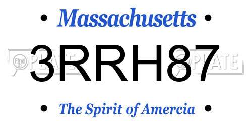 3RRH87 Massachusetts License Plate