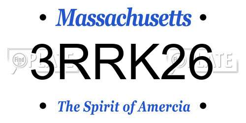 3RRK26 Massachusetts License Plate