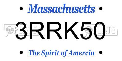 3RRK50 Massachusetts License Plate