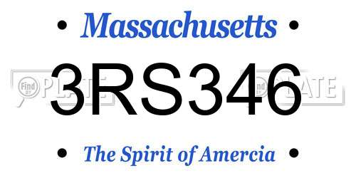 3RS346 Massachusetts License Plate