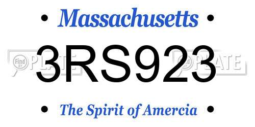 3RS923 Massachusetts License Plate