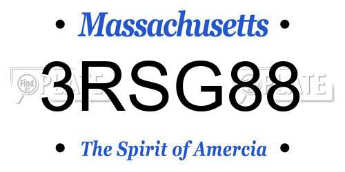 3RSG88 Massachusetts License Plate