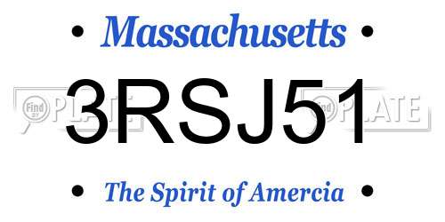 3RSJ51 Massachusetts License Plate