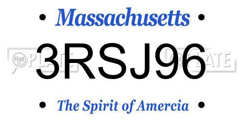 3RSJ96 Massachusetts License Plate