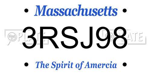 3RSJ98 Massachusetts License Plate
