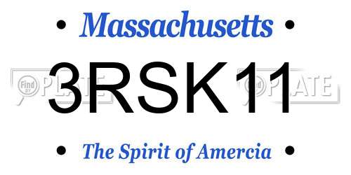 3RSK11 Massachusetts License Plate