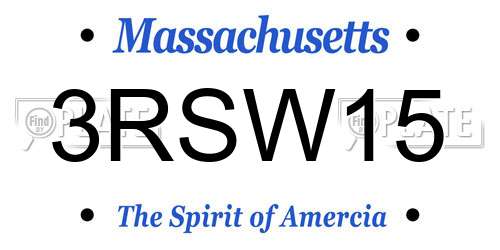 3RSW15 Massachusetts License Plate