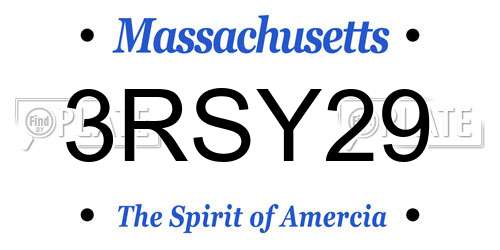 3RSY29 Massachusetts License Plate