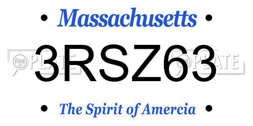 3RSZ63 Massachusetts License Plate