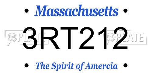 3RT212 Massachusetts License Plate
