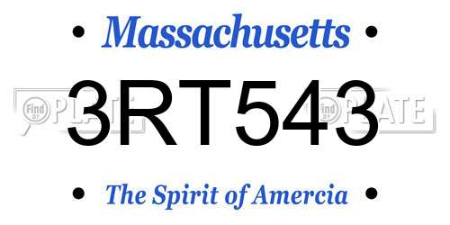 3RT543 Massachusetts License Plate