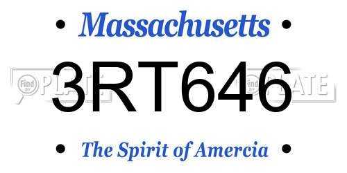 3RT646 Massachusetts License Plate