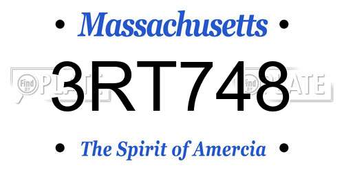3RT748 Massachusetts License Plate