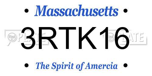 3RTK16 Massachusetts License Plate