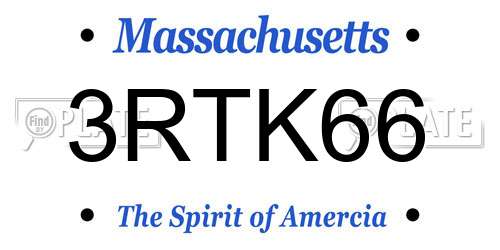 3RTK66 Massachusetts License Plate