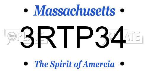 3RTP34 Massachusetts License Plate