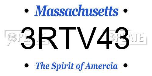 3RTV43 Massachusetts License Plate