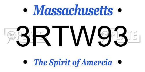 3RTW93 Massachusetts License Plate