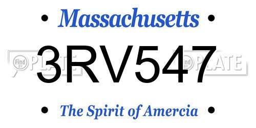 3RV547 Massachusetts License Plate