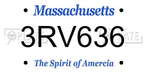 3RV636 Massachusetts License Plate