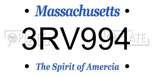 3RV994 Massachusetts License Plate