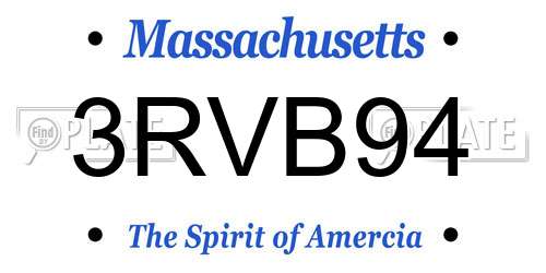 3RVB94 Massachusetts License Plate