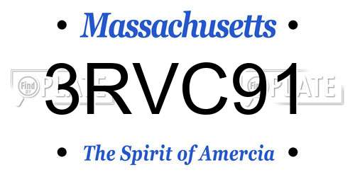 3RVC91 Massachusetts License Plate