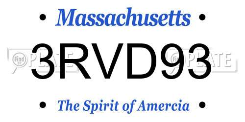 3RVD93 Massachusetts License Plate