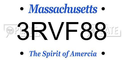 3RVF88 Massachusetts License Plate