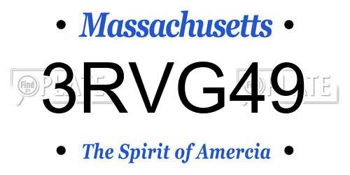 3RVG49 Massachusetts License Plate