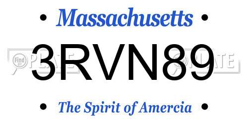 3RVN89 Massachusetts License Plate